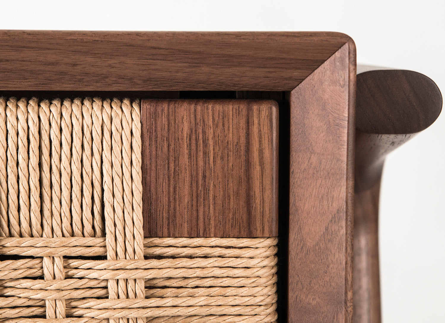 Rian Media Credenza, Cabinet, Dresser, Woven Danish Cord, Custom, Hardwood  - Semigood Design